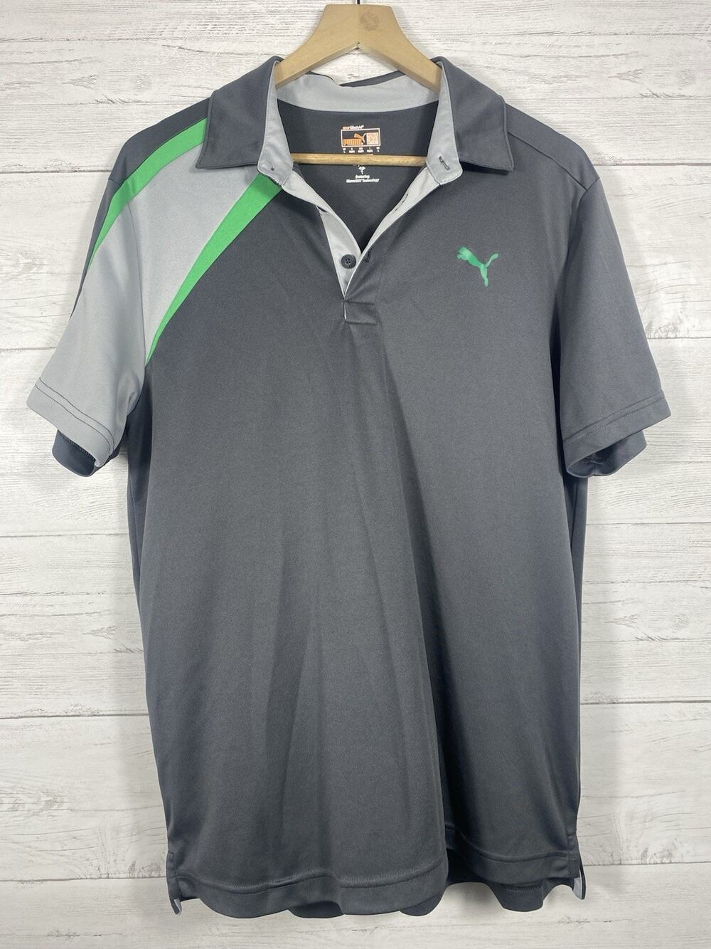Puma DryCell Golf Polo Shirt Men's Short Sleeve Size Large Gray Green
